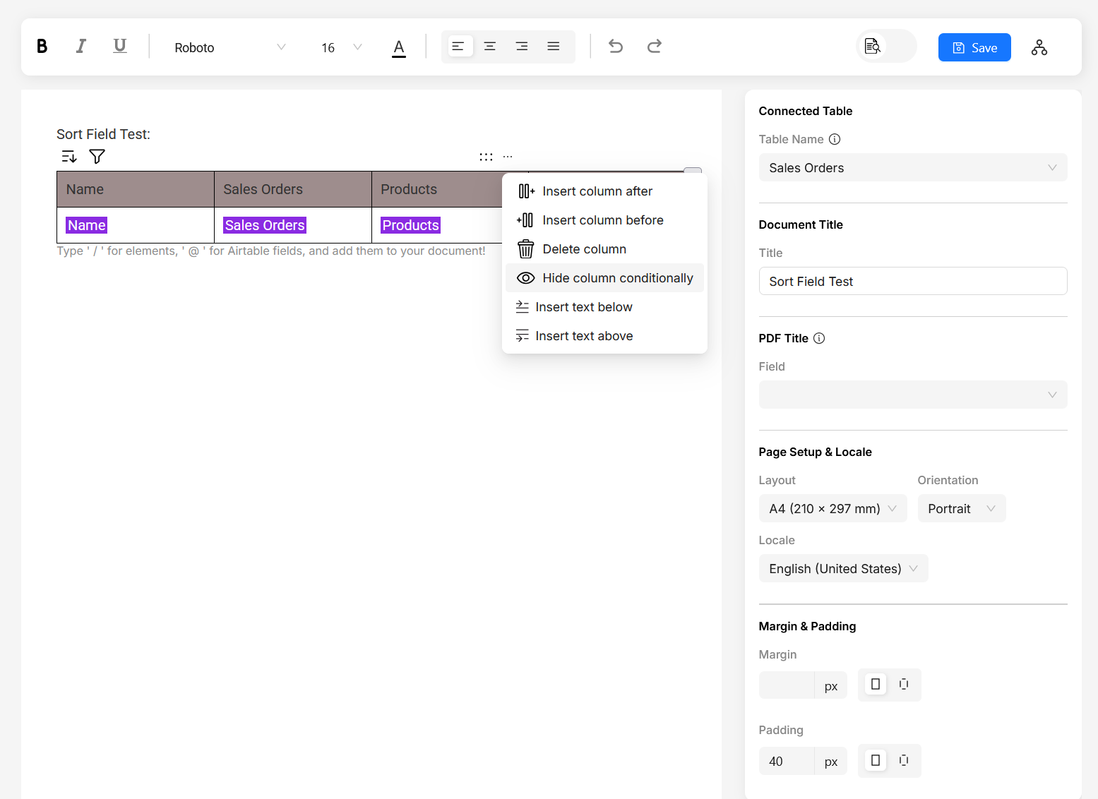 hide conditional block setting